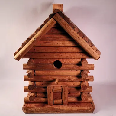 Custom Handmade Log Cabin Bird House 15"(h) x 11"(w) x 11"(d) Quality Built