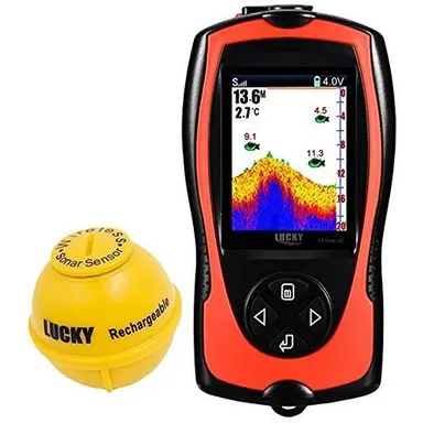 LUCKY Portable Fish Finder Transducer Sonar Sensor 147 Feet Water Depth Finder LCD Screen Echo Sounder Fishfinder with Fish Attractive Lamp f ($82.89)