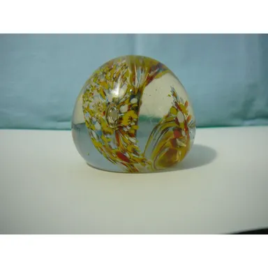 Yellow Art Glass Murano Style Paperweight