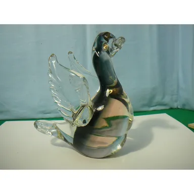 Vtg Blown Art Glass Murano Style Smokey Swan Paperweight