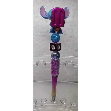 Disney Figure Beaded Pen Stitch from Lilo and Stitch Licking a Popsicle