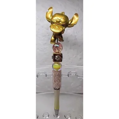 Disney Figure Beaded Pen Golden Stitch from Lilo and Stitch Eating A Cookie