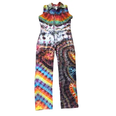 Lee Union Alls Tie Dye Sleeveless Womens Size Small Psychedelic Coveralls Hippie