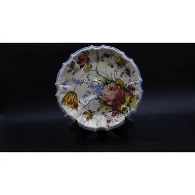 VTG Floral Painted Ceramic Dish ITALY Small Plate