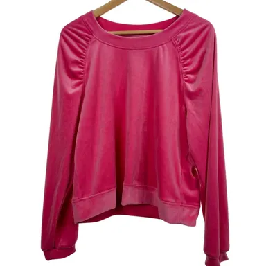 Anthropologie Saturday Sunday Pink Velour Super Soft Long Sleeve Top Size M