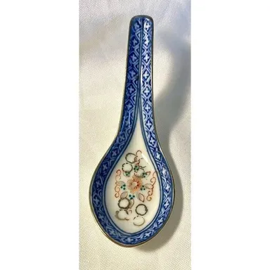 Vintage Chinese Rice Pattern Porcelain Spoons Blue & White Replacement