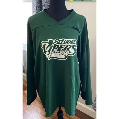 Vintage St. Louis Vipers Green Jersey Promo  Roller Hockey USA Van De Kamp XL