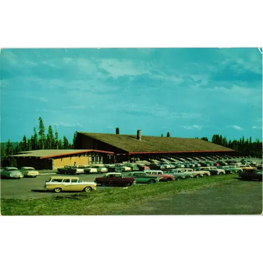 Classic Cars Canyon Lodge Administration Building Yellowstone Park Postcard