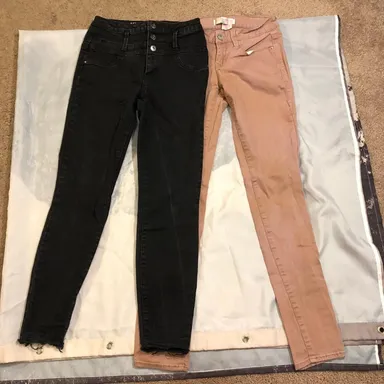 Women High Rise Sculpting Skinny Jeans Size 3 black pink 2 pieces lot
