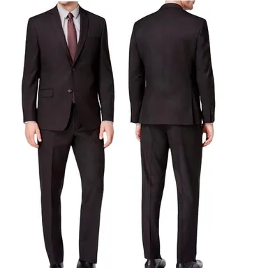 Andrew Marc New York Black Modern-Fit 2 Pc Suit Jacket Pants 44 Short 37W  $395