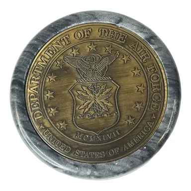 US Air Force Service Medallion Brass Marble Paperweight United States of America
