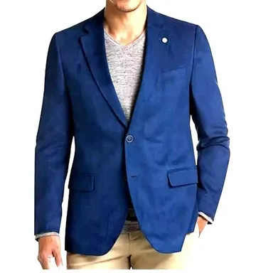 Nautica Branford Ultra Faux Suede Suit Jacket Blazer Bright Blue 40S Short  $295
