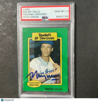1959-72 Baseball All-Time Greats Maury Wills Signed Card PSA Slabbed AUTO 10 Dod