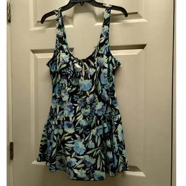 Maxine of Hollywood Women's Plus Size 18 Floral One Piece Swimdress Bathing Suit
