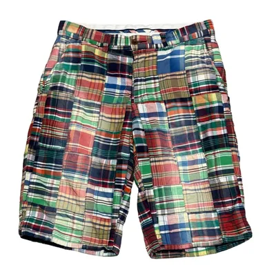 Polo Ralph Lauren Madras Plaid Bermuda Shorts Mens Size 32 Patchwork Multi Color
