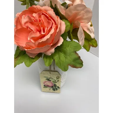 Country Chic Peach Floral Mason Jar Table Top Decor, Farmhouse, Shabby Chic