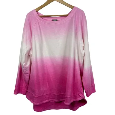 T by Talbots Sweater Pink Ombre Gradient Raglan Long Sleeve Size 2X NWT $89