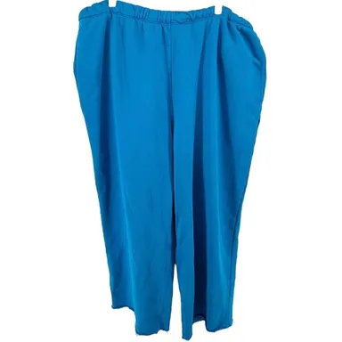 Skims Sweatpants Wide Leg Pull On Elastic Waist Loungewear Cotton Blue 2X