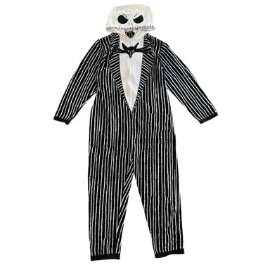 Disney Jack Skellington Union Suit Costume XL Hooded Striped One-Piece Halloween