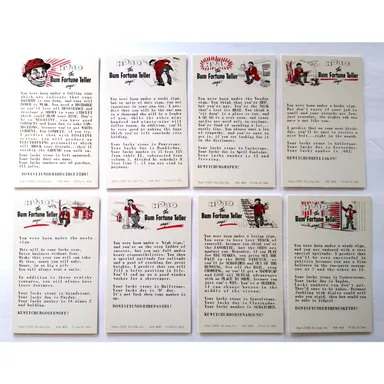 8 Horoscope Fortune Teller Penny Arcade Game Machine Cards Exhibit 1966 Vintage
