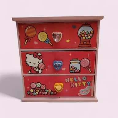 Vintage Y2K Hello Kitty Pink 3 Drawer Scratch & Sniff Jewelry Box Sanrio