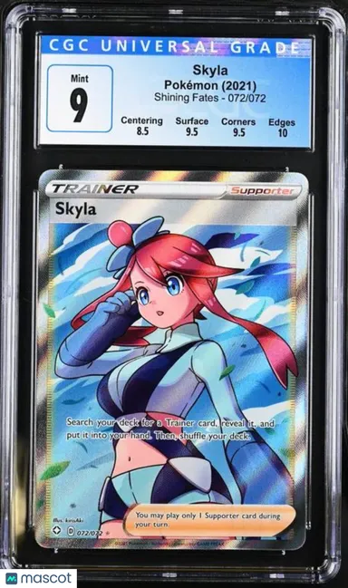 2021 Pokémon Shining Fates Full Art Skyla #072/072 English CGC 9