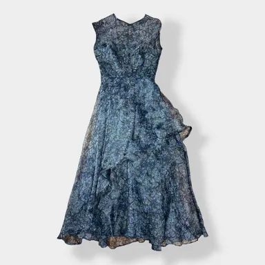 Nha Khanh Blue Illusion Sheer Dress Size 6