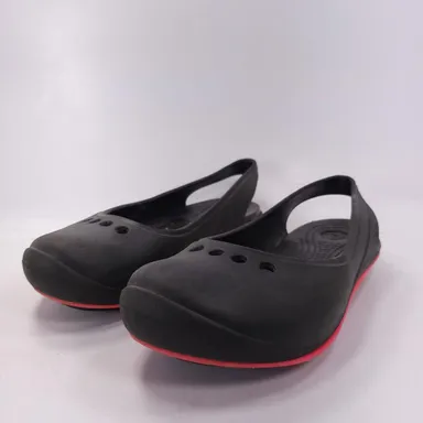 Crocs Casual Slip on Ballet Flat Womens Size 8 Black Rubber Round Toe