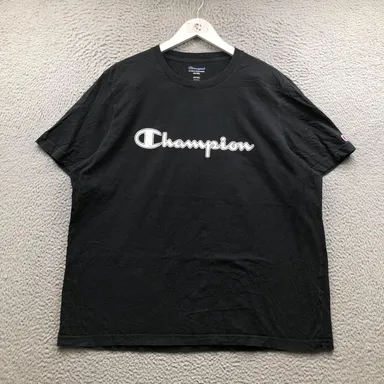 Champion T-Shirt Men's 2XL Short Sleeve Graphic Logo Crew Neck Black