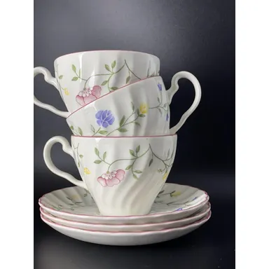 Johnson Brothers England "Summer Chintz" 6Pc. Coffee Tea Cup Saucer Set For 3