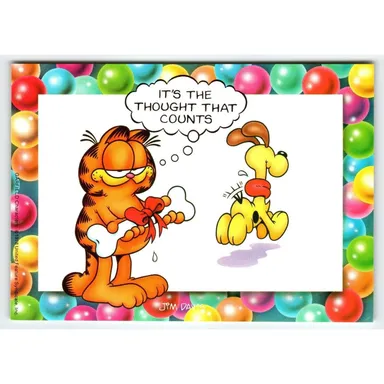 Garfield Cat & Odie The Dog Postcard Signed Jim Davis Comic 1978 Unused