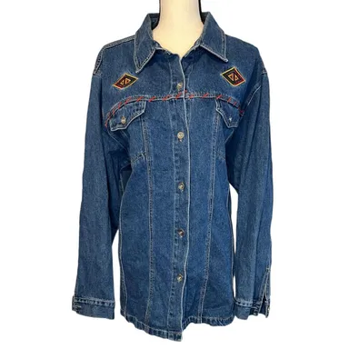 CST Blues Jean Button Down Cotton Shirt Jacket Shacket Southwest Embroidery 20W