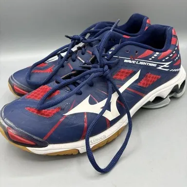 Mizuno Wave Lightning Volleyball Court Shoes Red White Blue Women’s Sneakers 9.5