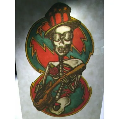 Grateful Dead Car Window Decal Skeleton Rocking Out Guitar Vintage Original 1990