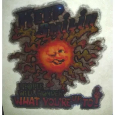 Keep Smilin Sunshine Screamin Gleamin Glitter Iron-On Decal Donruss 1970 Vintage
