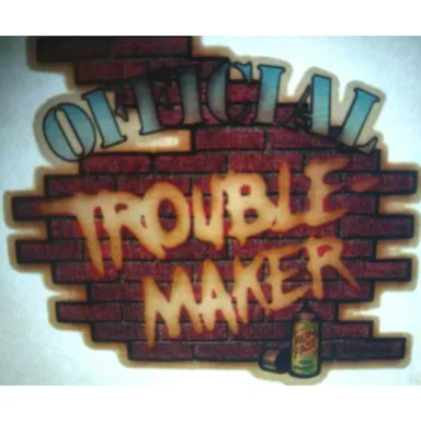 Official Trouble Maker Screamin Gleamin Glitter Iron-On Decal Donruss Vintage