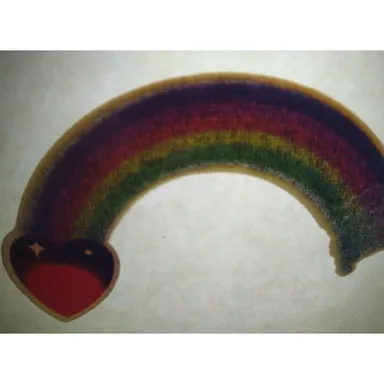 Rainbow Heart Screamin Gleamin Glitter Iron-On Decal Donruss Retro 1970's Groovy