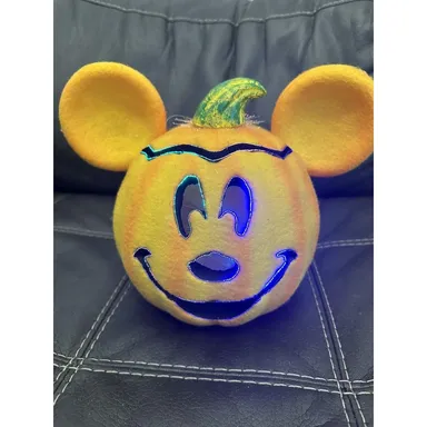 Disney Store Mickey Mouse Fiber Optic Pumpkin Jack 'O Lantern HTF!
