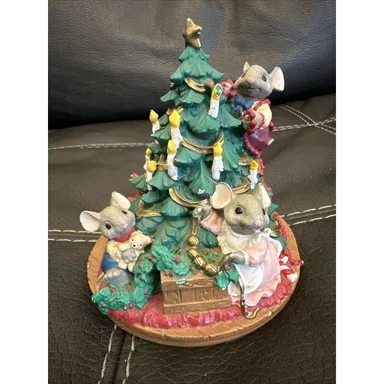 MERRY MOUSETALES MOUSEKINS CHRISTMAS TREE MICE MUSIC BOX MIDWEST SEE DESCRIPTION