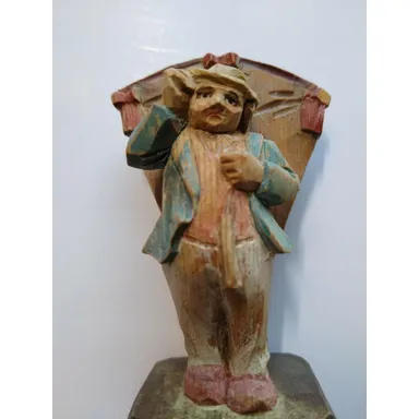 Charles Dickens ANRI Mr D Vintage Carved Wood Figurine 1920's Italy Xmas Gift