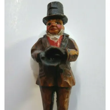 Charles Dickens ANRI Mr. Micawber Vintage Hand Carved Wood Figurine 1920s Italy