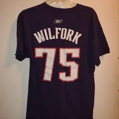 Men's LARGE Vintage Wilfork 75 New England Patriots Shirt NFL Football Reebok LG