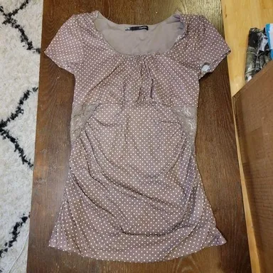 Maurices Blouse Brown w/ White Dots - Size Large*