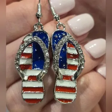 American Flag Flip Flop Earrings
