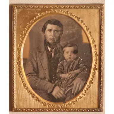 1/6th Plate Daguerreotype Of A Man With A Child