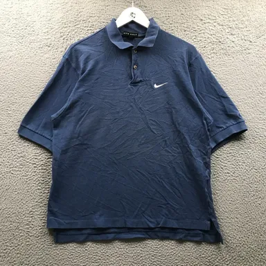 Nike Golf Polo Shirt Men's Medium M Short Sleeve Embroidered Logo Blue White