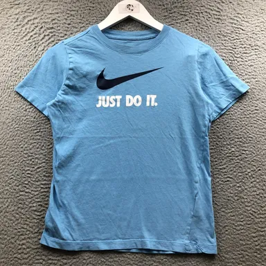Nike Just Do It T-Shirt Boys Youth L Short Sleeve Graphic Logo Crew Neck Blue