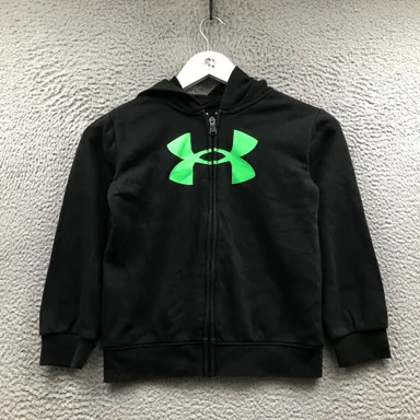 Under Armour Hoodie Jacket Boys Youth 7 Small Long Sleeve Logo Black