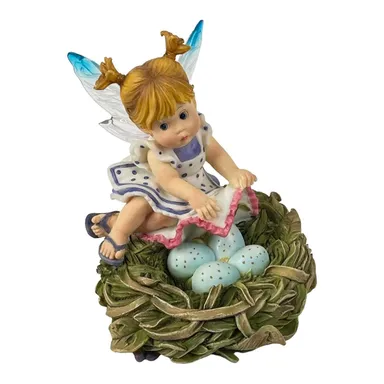 Robin’s Egg Fairie MY LITTLE KITCHEN FAIRIES Bird Nest Blue Eggs Fairy Figurine!