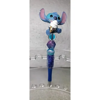 Disney Figure Beaded Pen Stitch from Lilo and Stitch Eating Ice Cream